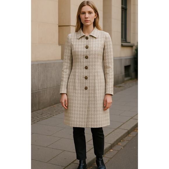 Banana Republic Vintage Cream Houndstooth Coat Size XS - Picture 9 of 9
